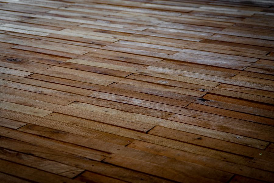Newly installed wooden plank floor